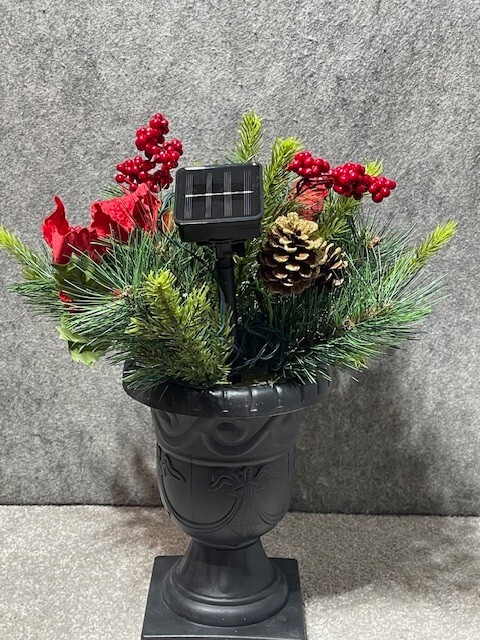 Christmas Solar Greenery with Urn 6x18