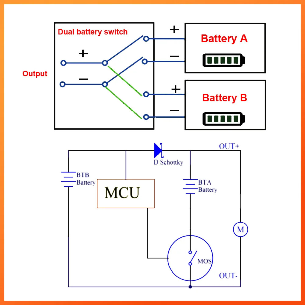 Double Battery Connection Adapter Switcher Module 20/30/40A E-bike 20V-72V