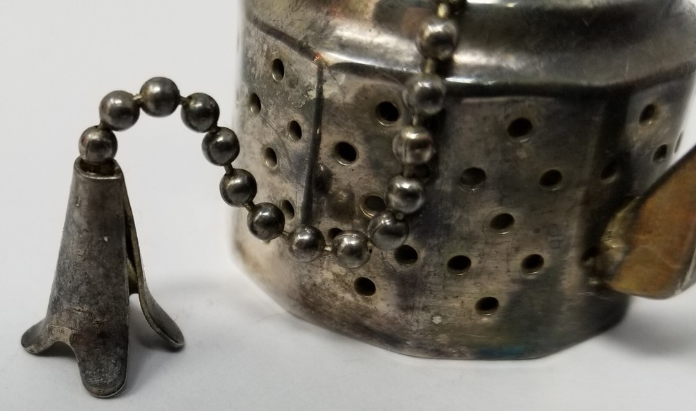 Vintage Style Tea Strainer Infuser Teapot Shape w/ Chain