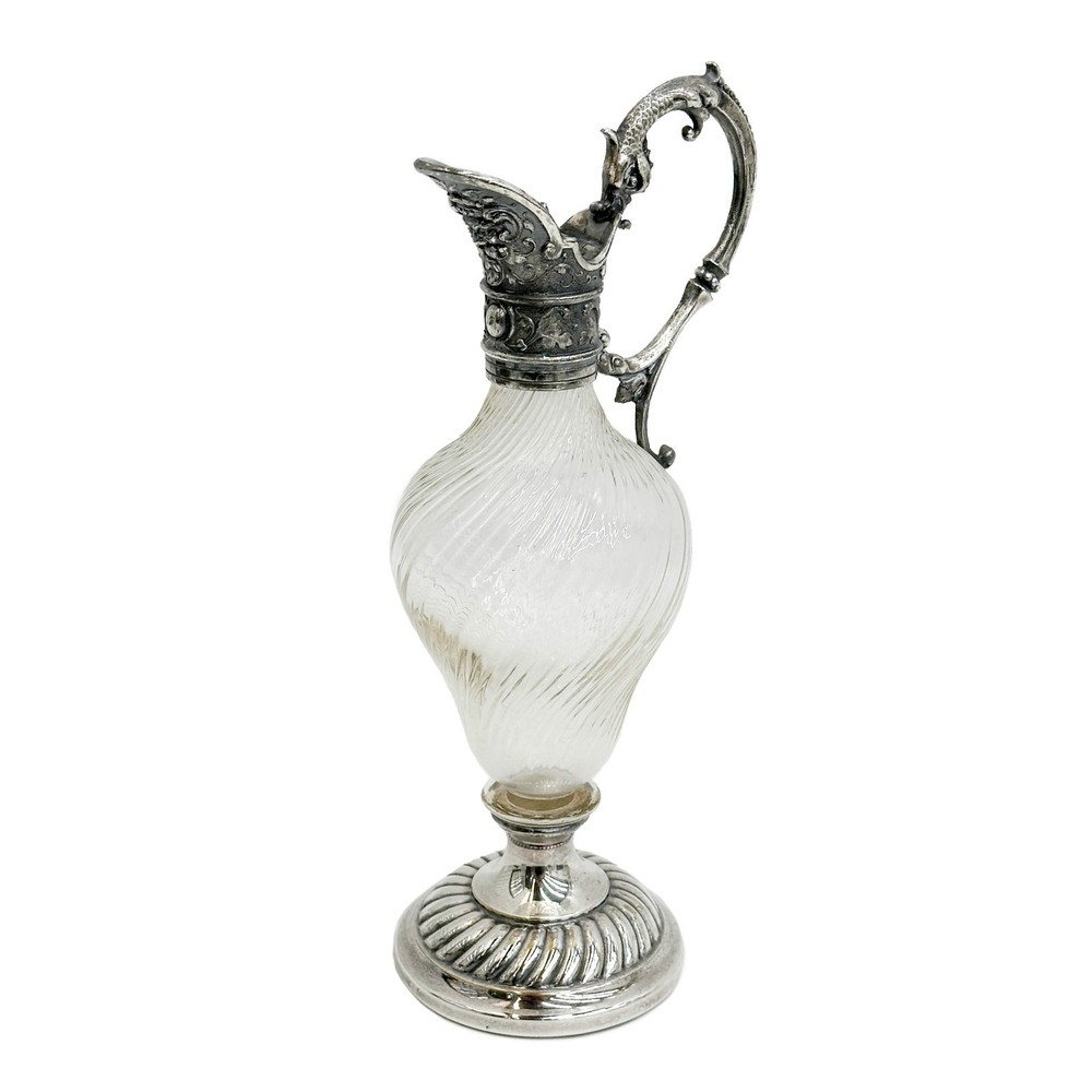 WMF Germany Silverplate Mounted Glass Ewer c1900