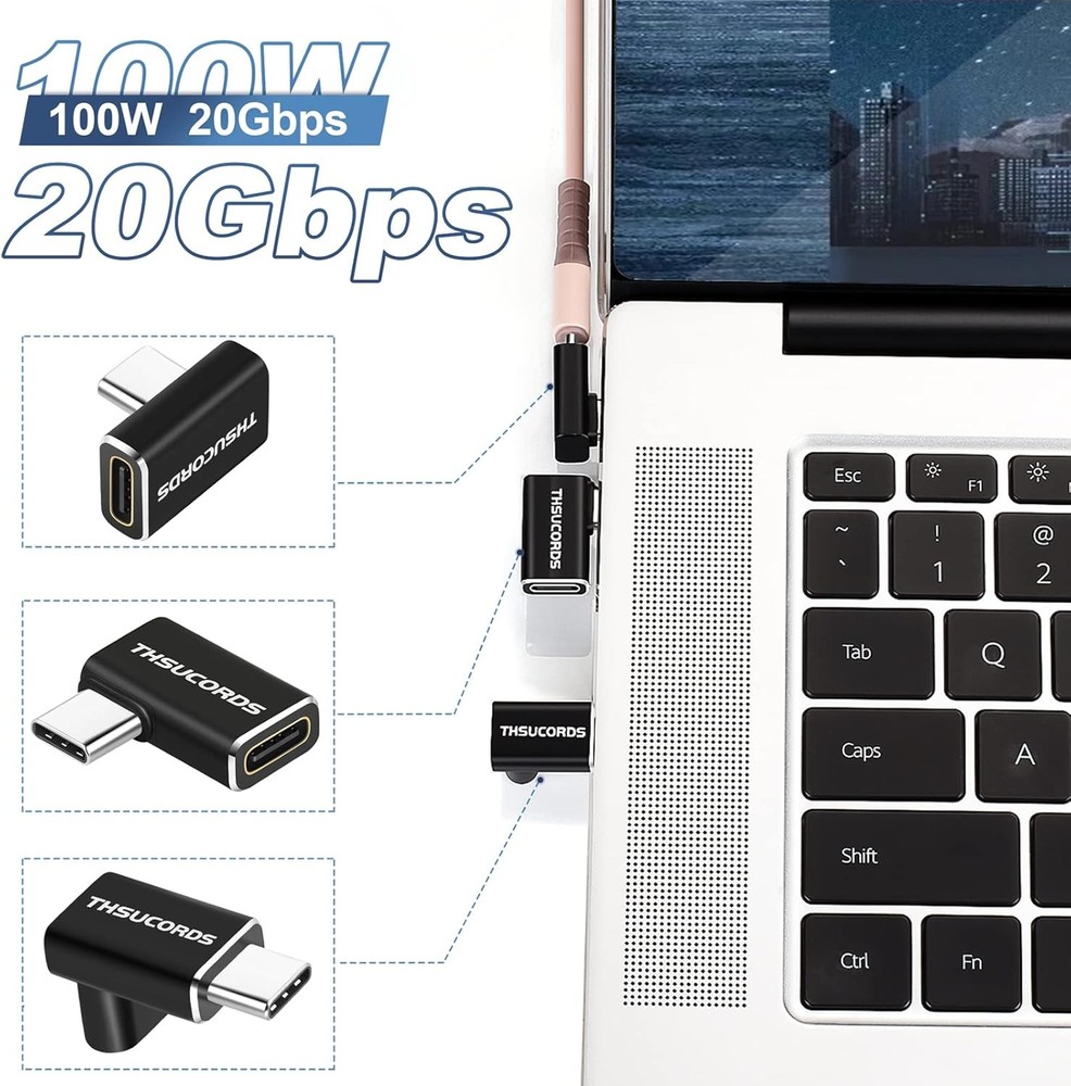 Right Angle USB C Extension Adapter 2 Pack, Left 90 Left&Right 2-PACK
