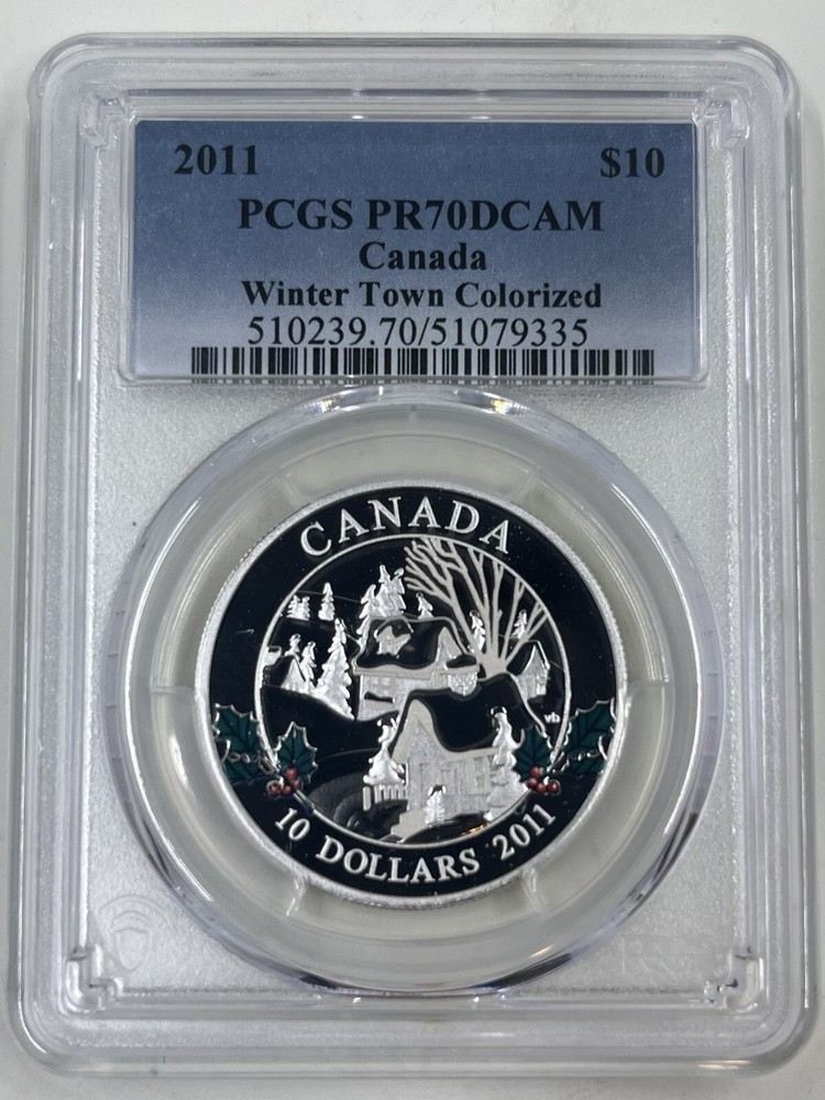 2011 $10 PCGS PR70DCAM Canada Winter Town Colorized