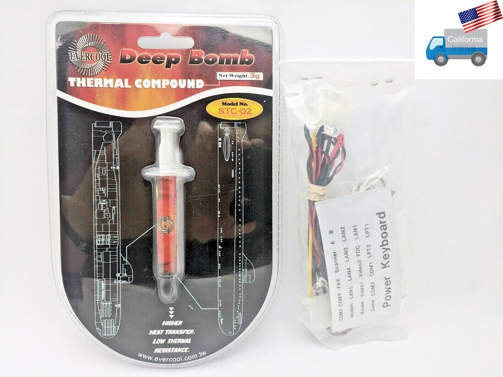 New CPU Thermal Compound Grease/ Paste, Blue LED Light Gaming PC Mod, ON/OFF Kit