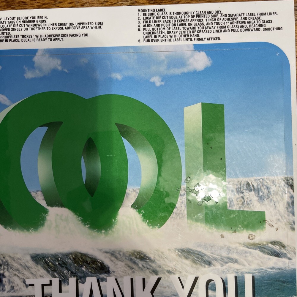 Kool Cigarettes Store Hours Window Decal 1997 New / Never Used
