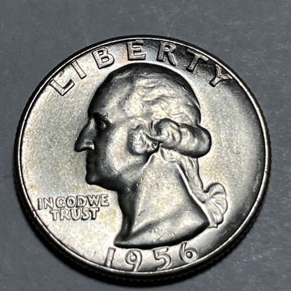 1956 Washington Silver Quarter Errors DDR Toning Uncirculated