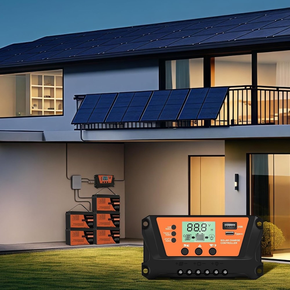 30-100A MPPT Solar Panel Regulator Charge Controller 12V/24V Auto Focus Tracking