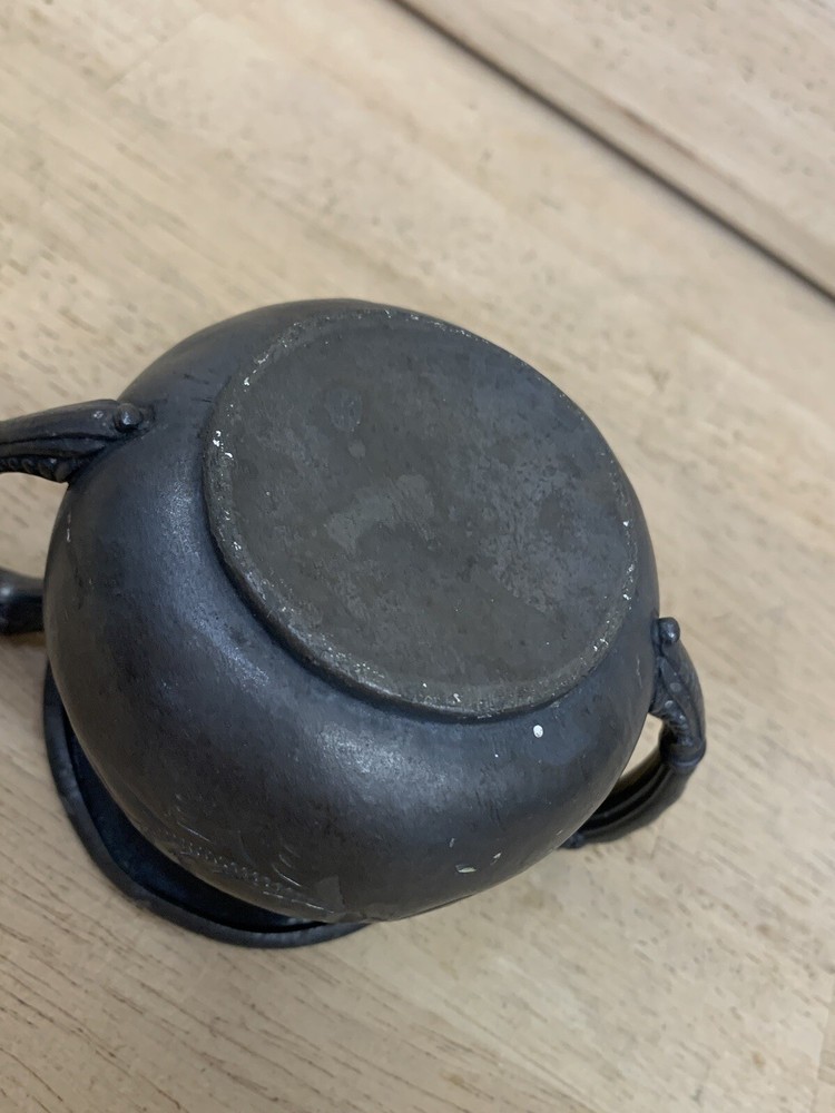 Antique Pewter Silver Sugar Bowl Engraved Floral