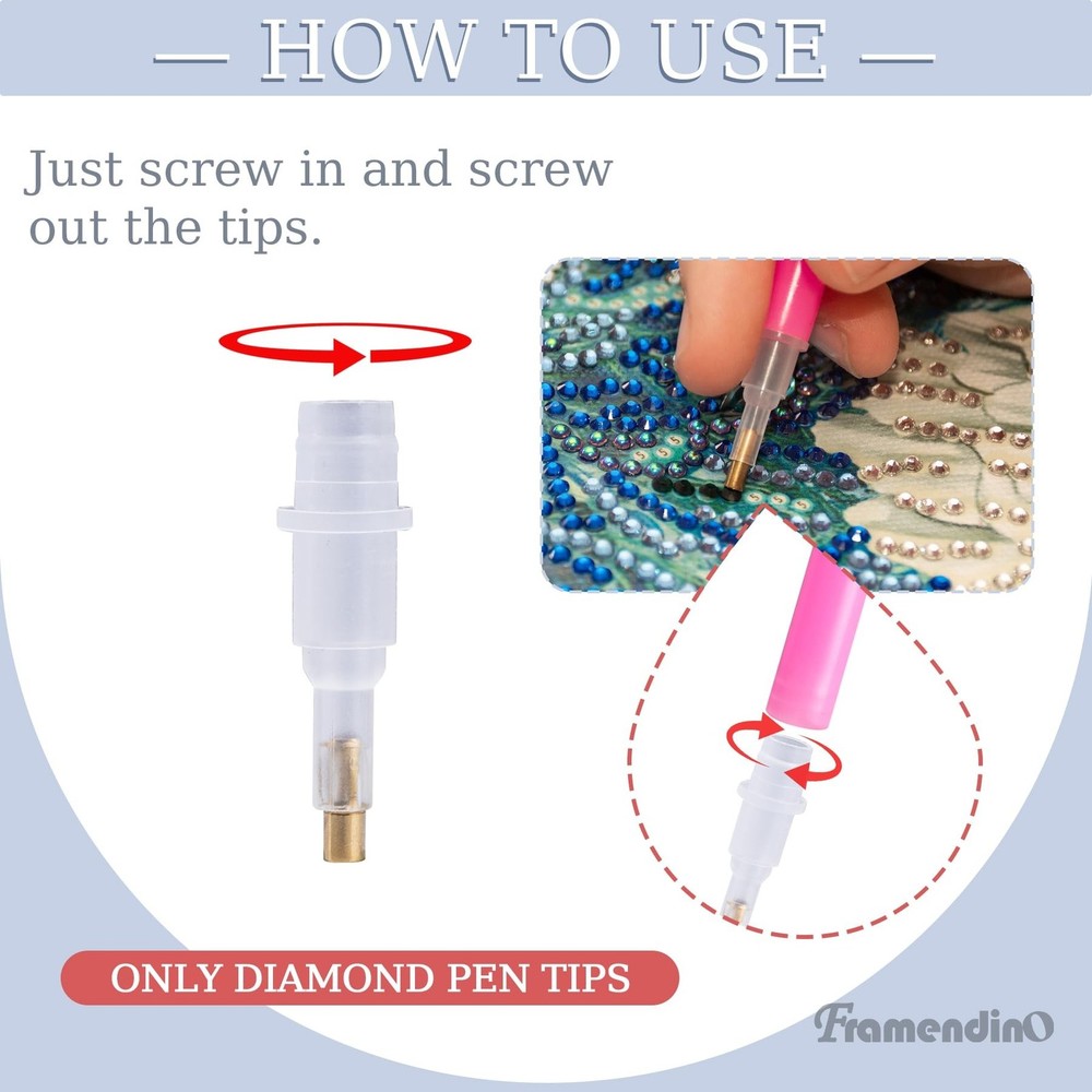 Framendino, 30 Pack Pen Tips Plastic Single Placer Tip for 5D