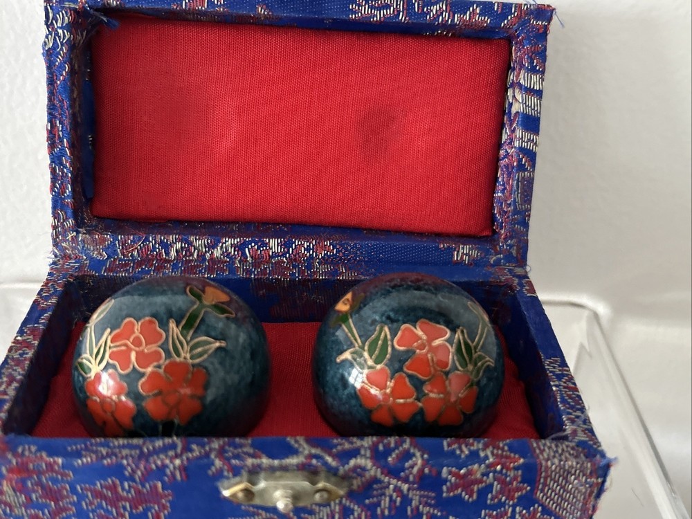 Vintage Chinese Boading Chime Balls Meditation - Flowers