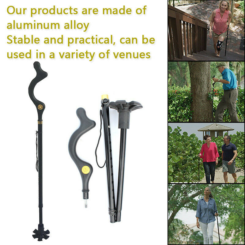 Adjustable Height, Foldable Straight Posture Walking Cane - US Trekking Pole
