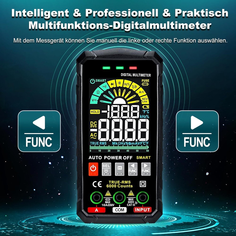 Smart Digital Multimeter 6000 Counts TRMS Auto Range LCD Colour Display