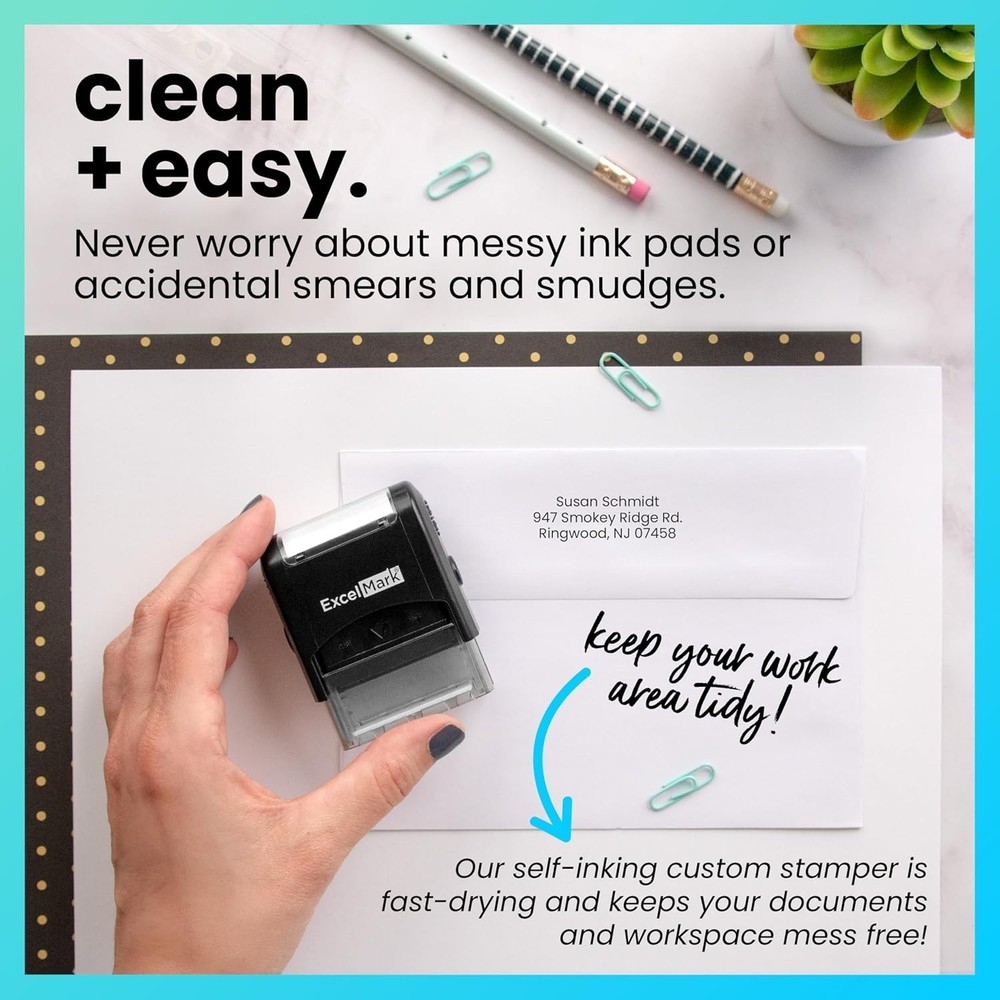 Custom Stamp Small Clear & Crisp Impressions Personalized Self-Inking Rubber