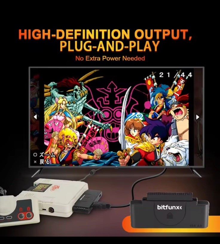 Bitfunx HDMI PCE Converter Adapter PC ENGINE CORE GRAFX 1 & 2 RGB To 1080p Input