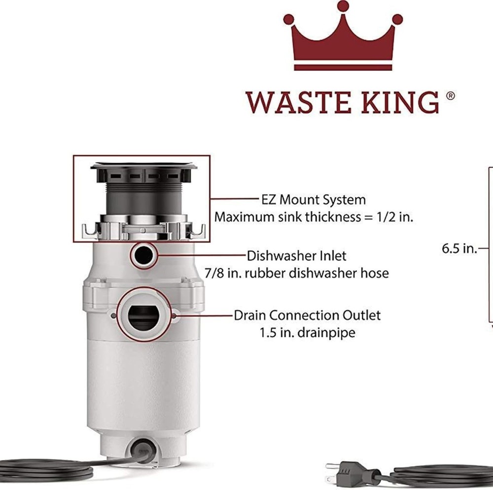Waste King 1/3 HP Continuous Feed Garbage Disposal – Efficient & Compact Design