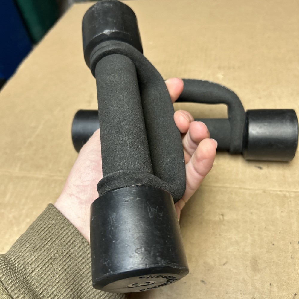 Pair Black Heavy Hand Weights 3 lbs Each 6 lbs Total