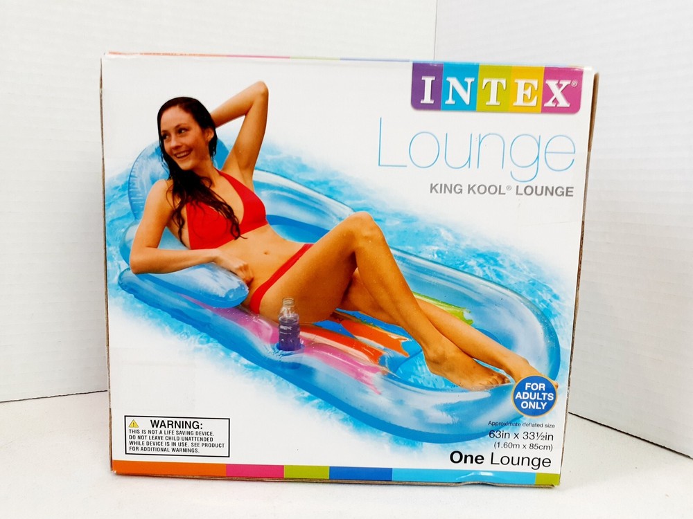 Swimming Pool Float Intex King Kool Lounge Inflatable Lounger Headrest Cupholder