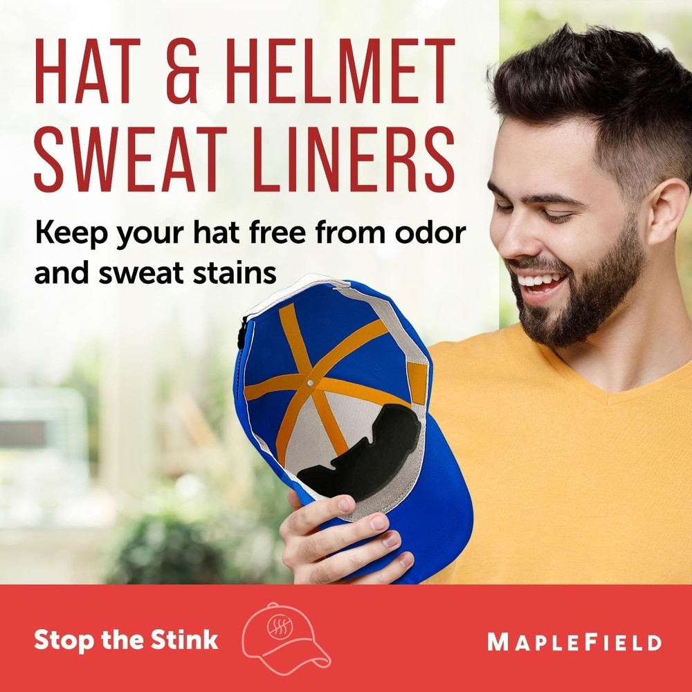 Maplefield 3-Layer Disposable Hat & Helmet Sweat Liners - 20 Pack, Black