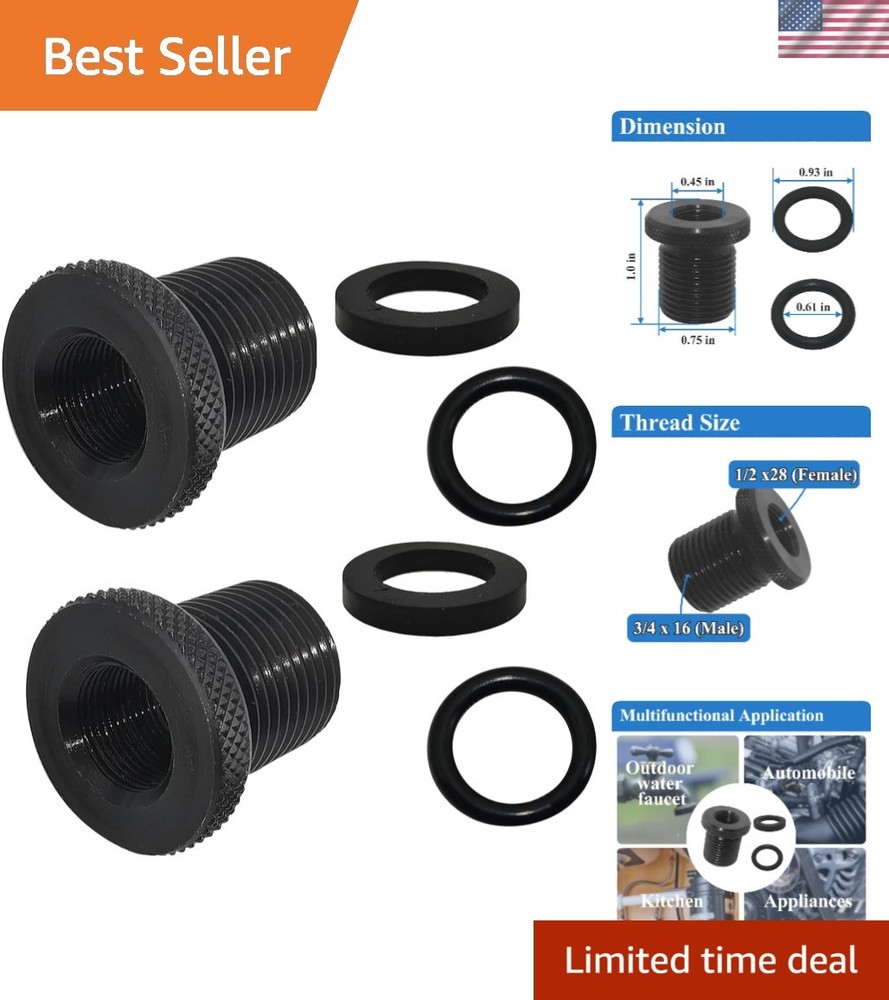 2 Pack Thread s and Washers, 1/2 * 28-3/4 * 16, Black