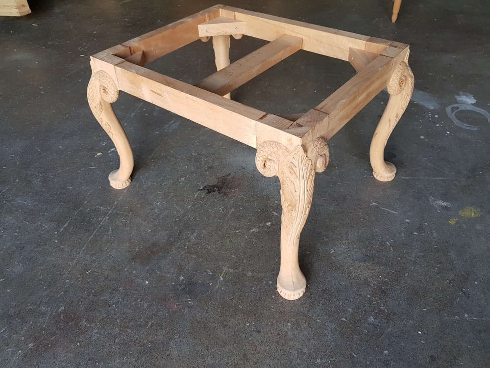 CARVING RAW WOOD BENCH FRAME ONLY NEW