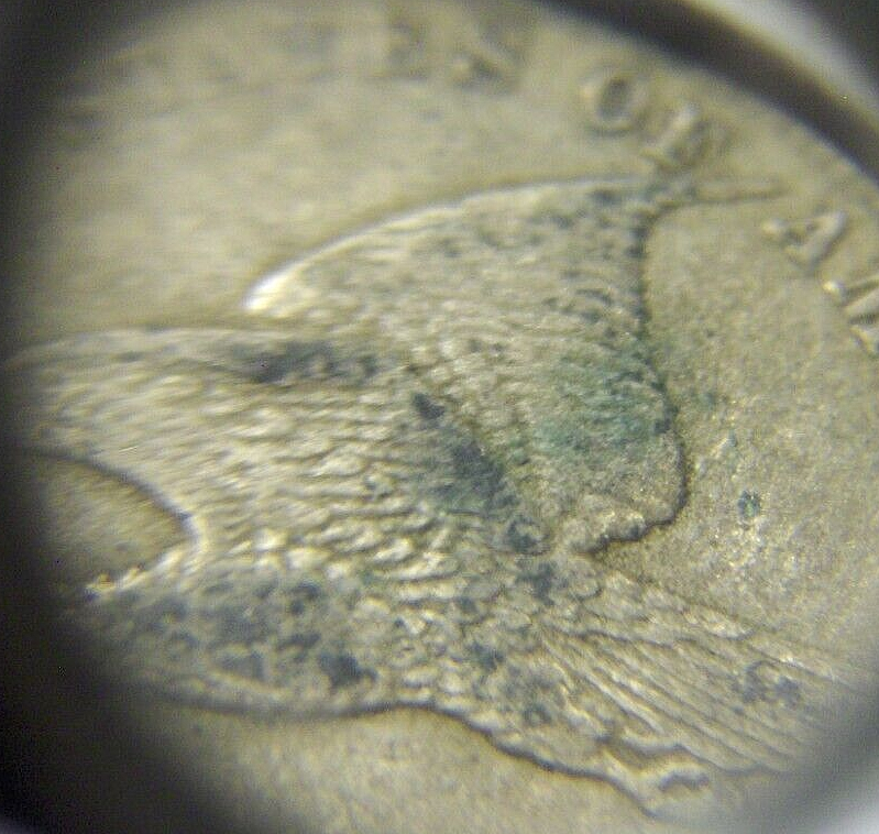 RARE 1858 SMALL LETTERS ROTATED DYE FLYING EAGLE SMALL CENT COIN-WEAK STRIKE!