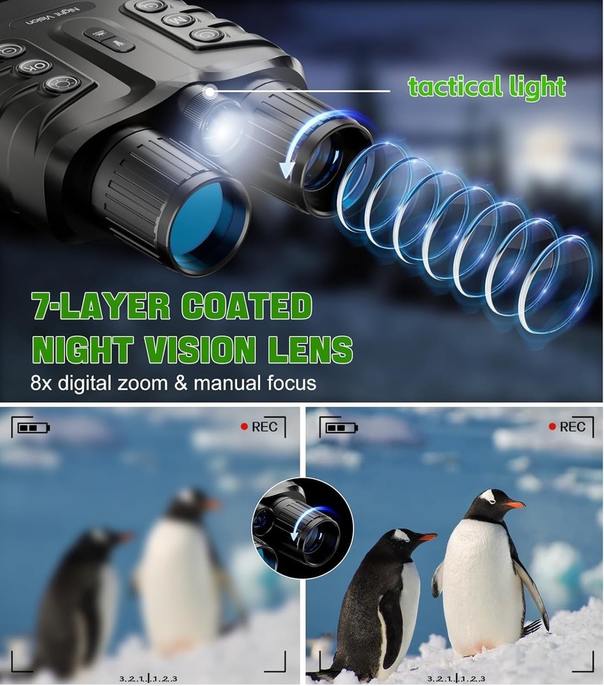 Advanced Tactical Night Vision Binoculars - 3 Modes, 32GB Storage Included