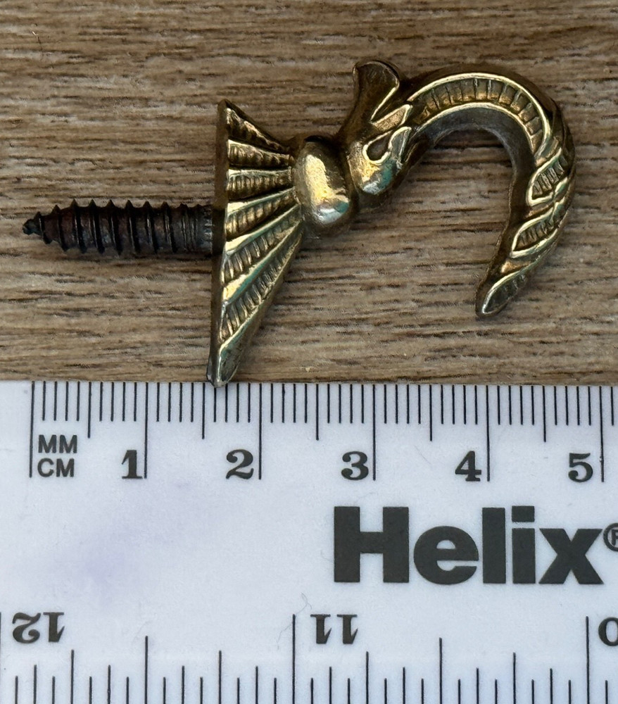 BRASS HOOK COAT HOOK CURTAIN TIE BACK VINTAGE
