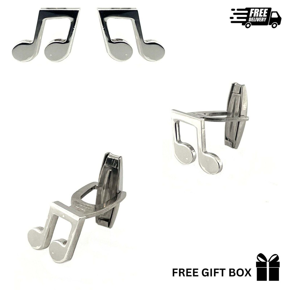 925 Sterling Silver Italy Musical Notes Cufflinks