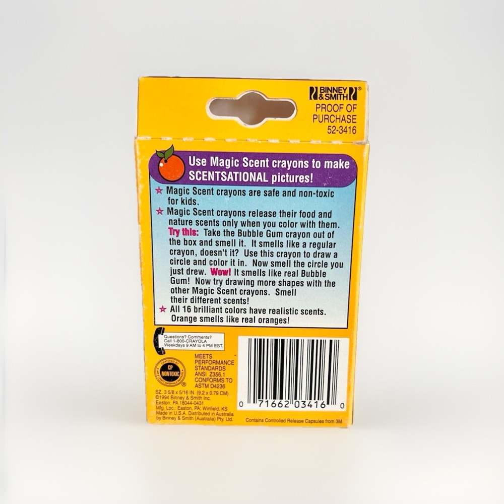 1994 Crayola Magic Scent Crayons 16 Count Original Recalled Version Chocolate