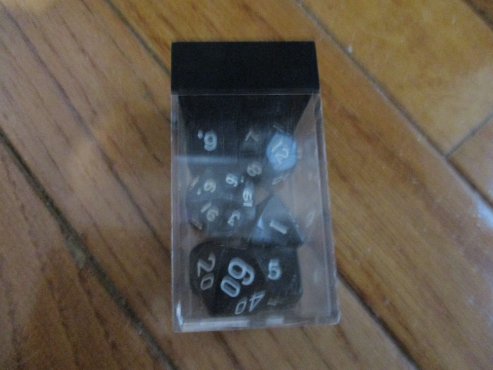 7 Piece Polyhedral Chessex Dice Set Black w/White