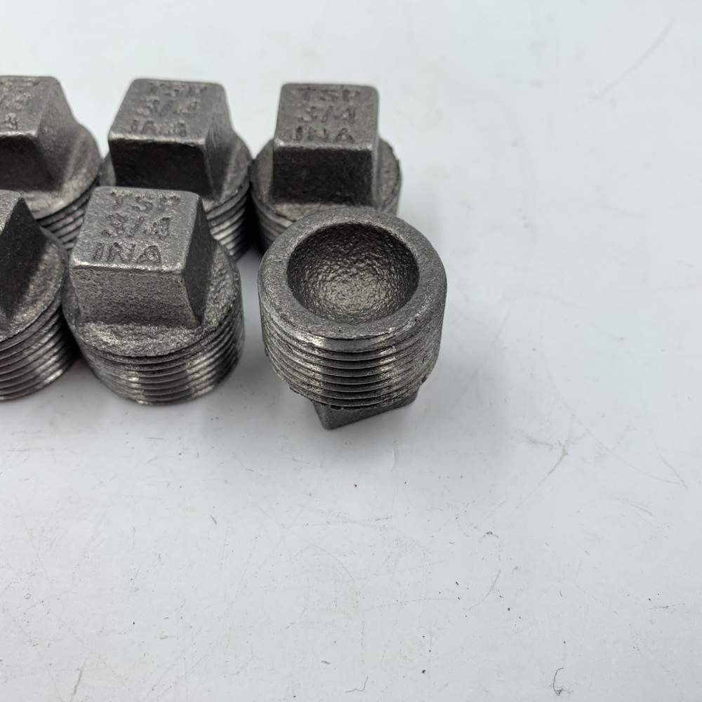 8 Pack 3/4" Black Iron Pipe Plug Square Head