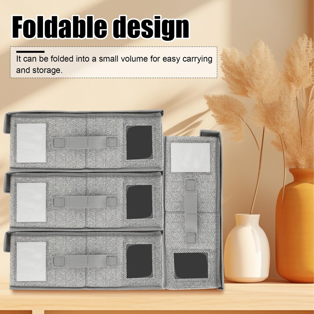 4 Pcs Bed Sheet Organizers, Foldable, Window, Label, Portable Handle, Closet