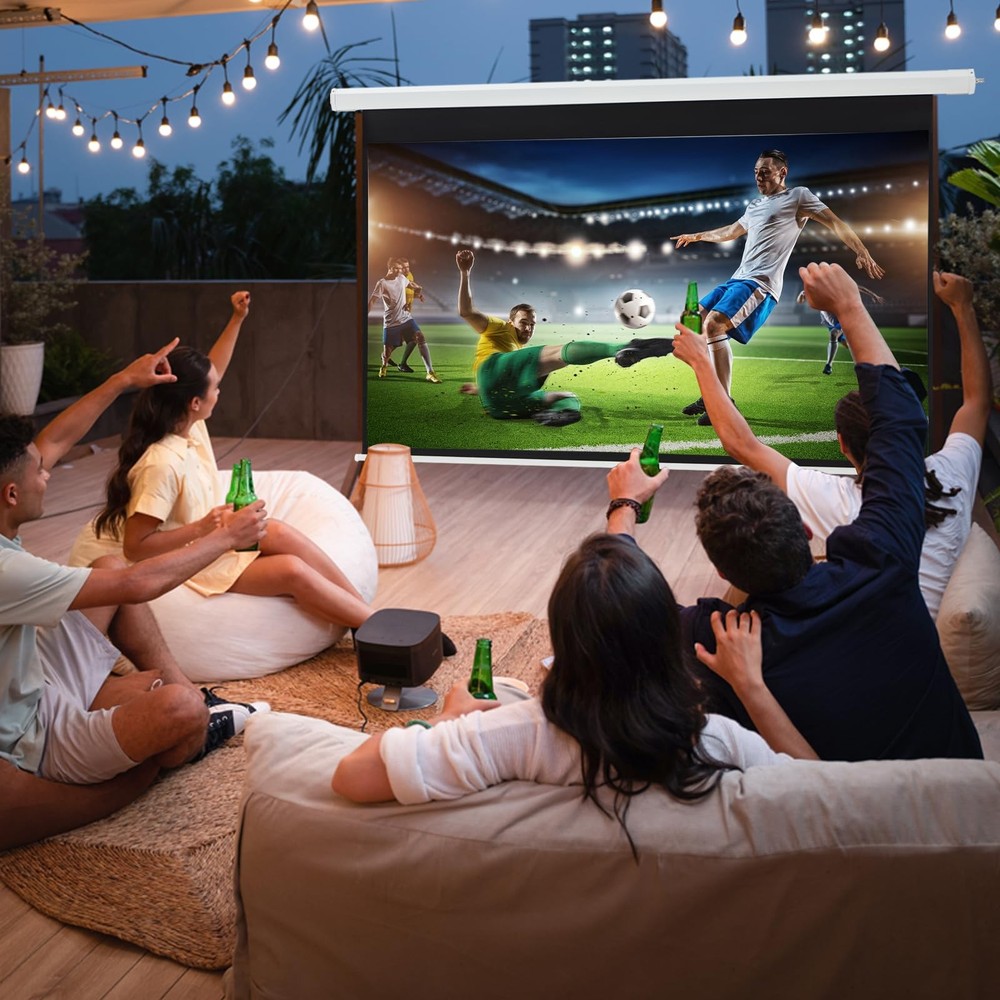 YODOLLA 150" Projector Screen Motorized 16:9, 4K HD Pull Down Retractable...