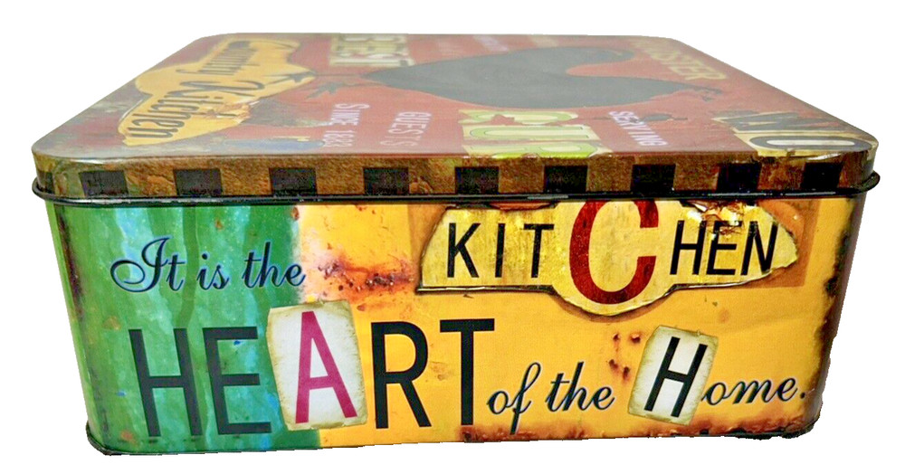 Roosters -Best County Kitchen - Kitchen Decor - 8" Square Tin Container