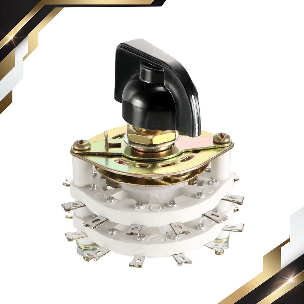 6P3T 6 Pole 3 Positions 2 Deck Band Channel Rotary Switch Selector Knob