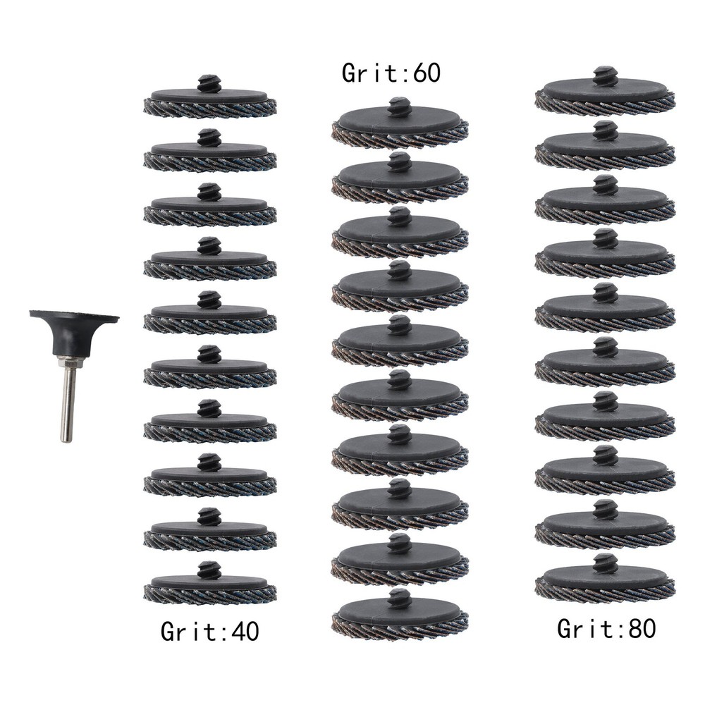 30PCS 40-80 Grit Mixed Curved Flap Disc 2" Roll Lock Quick Change Sanding Discs
