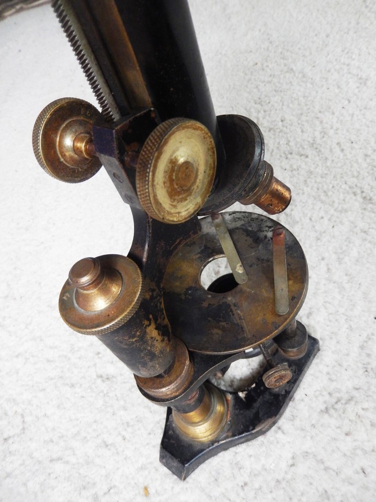 Vintage Antique Brass Microscope Germany