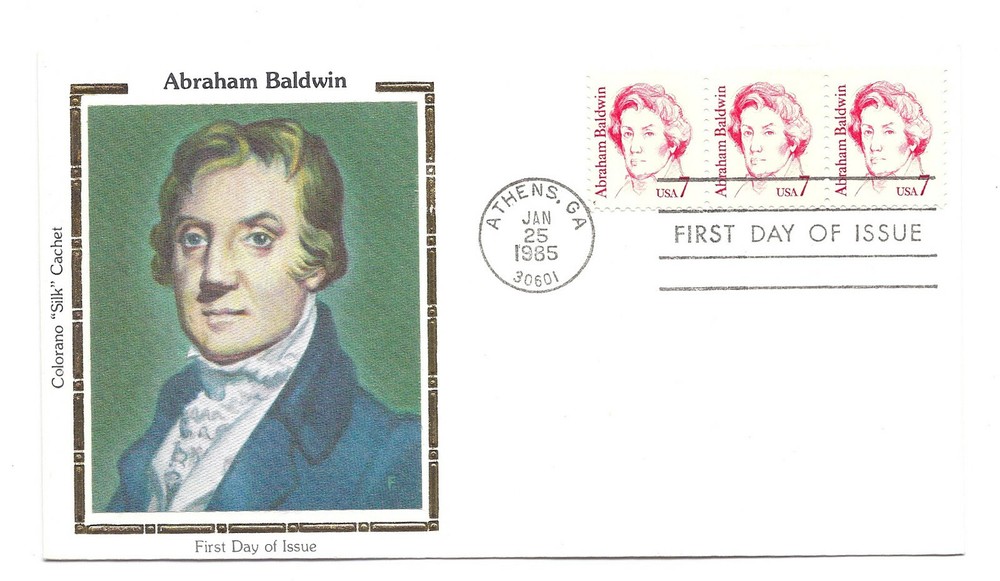 1850 7c Abraham Baldwin Colorano "Silk" Cachet, FDC