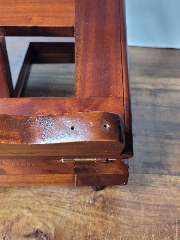 Vintage Solid Timber Tabletop Book Holder, Brass Hinges, Turned Timber Feet