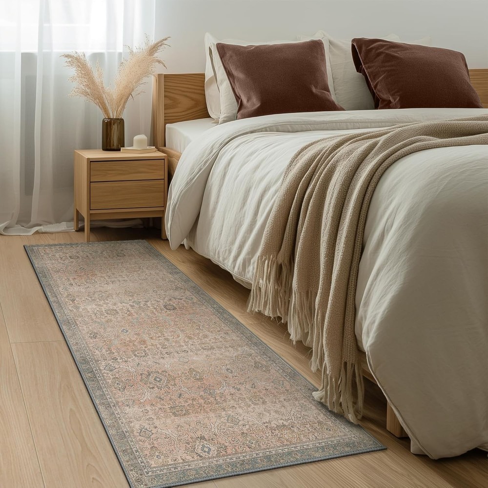 2x5 Runner Rug Machine Washable Boho 2' x 5' (Rectangular), Light Beige