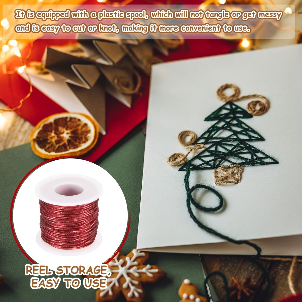 1mm Metallic Elastic Cords,Red, 27 Yards Each