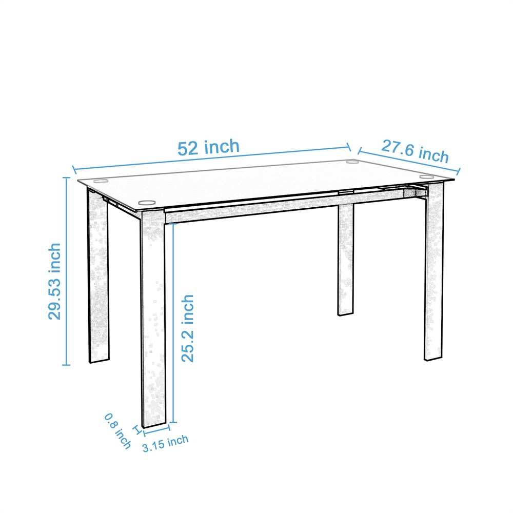 7 Piece Modern Table living Room Black Kitchen Table Rectangular Dining Tables