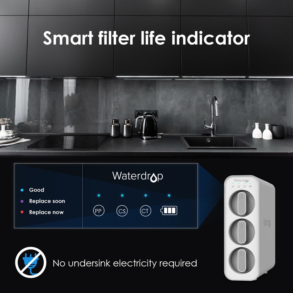 Waterdrop TSC Under Sink Water Filter System,USA Tech,Smart Filter Life Reminder