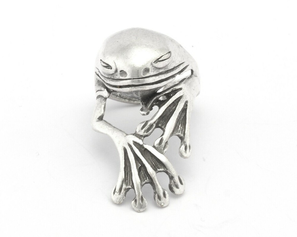 Frog Adjustable Ring Antique Silver Plated Brass 7 - 10.5US size 2893