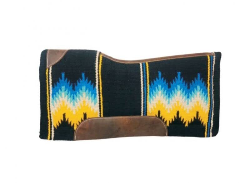 Showman Black, Blue & Yellow Wool & Memory Felt Saddle Pad