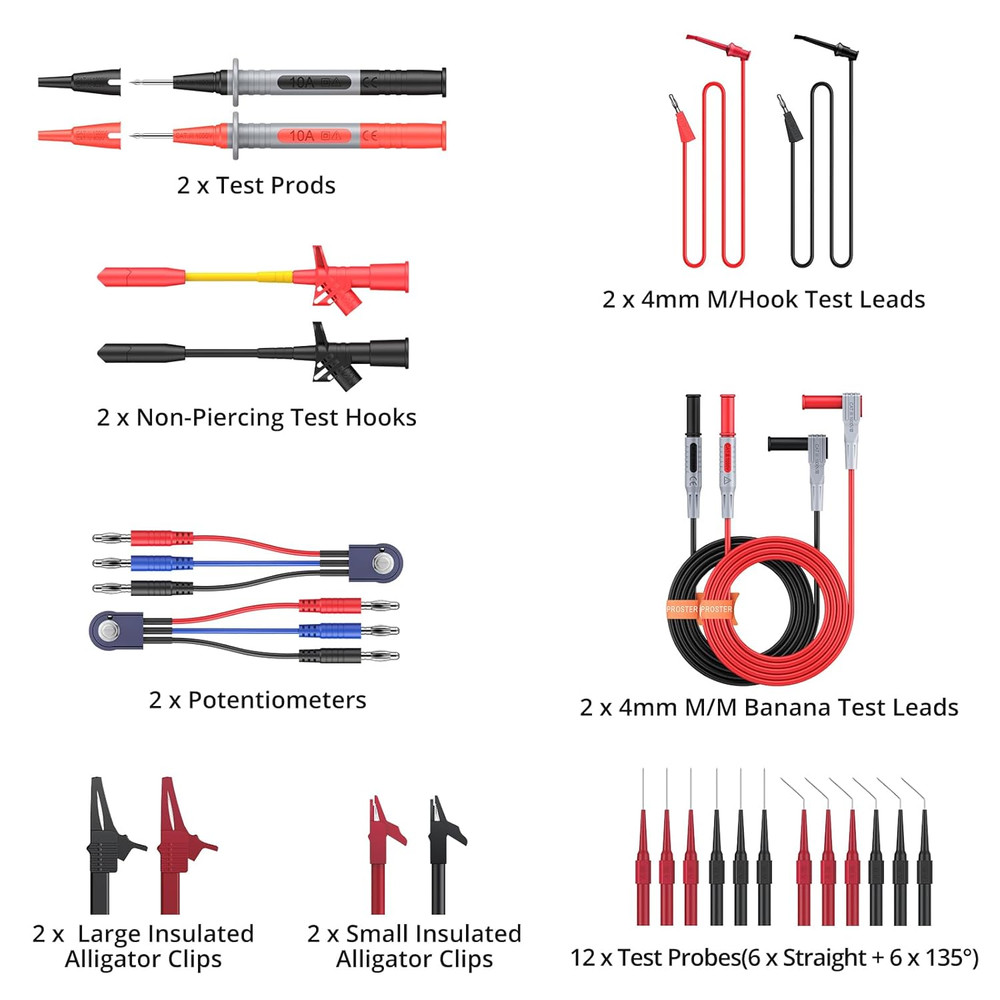 Multimeter Test Leads Kit 26Pcs - Multi Testers Replacement Test Leads with A...
