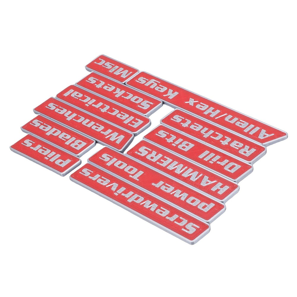 2-12pcs Magnetic Toolbox Labels Reusable 3D Printed Toolbox Drawer Tags Red