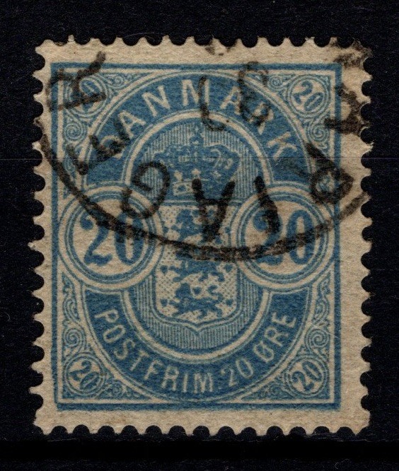 Denmark 1882-02 Def., 20o Pale Blue, P14x13½ [Used]