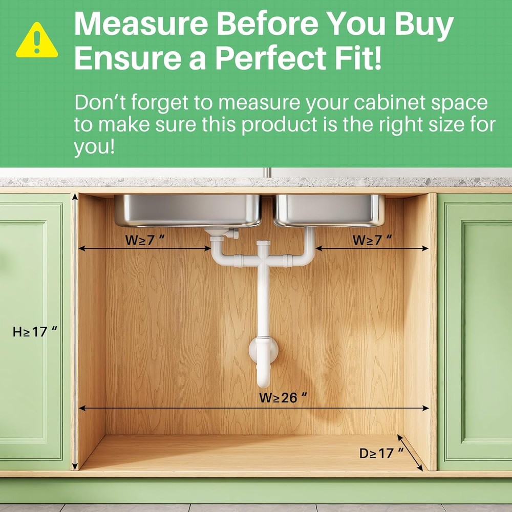 Under Sink Organizer 2-Pack 3-Tier Height Adjustable Thickened Metal Pull out