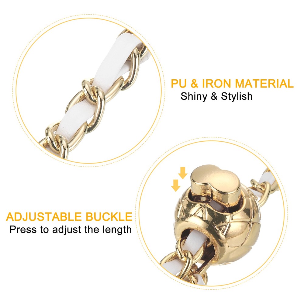 Purse Chain Strap, 46 Inch Adjustable Chains Strap White/Light Gold