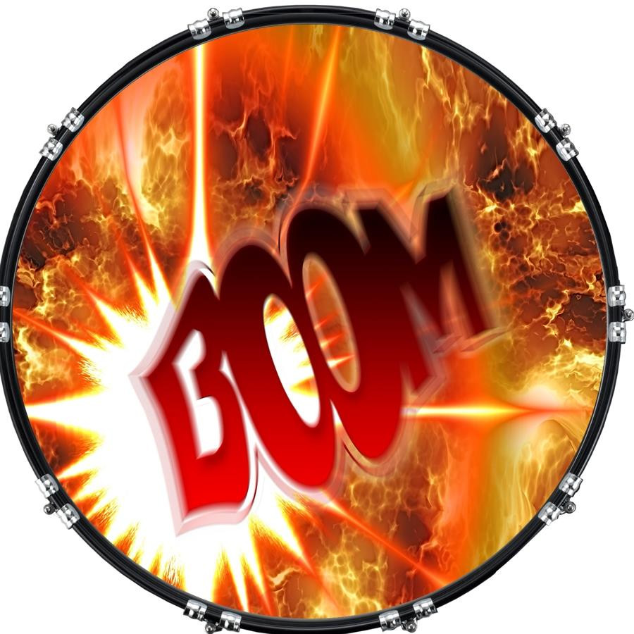 20" Custom Bass Kick Drum Front Head Graphic Graphical Explosive Boom